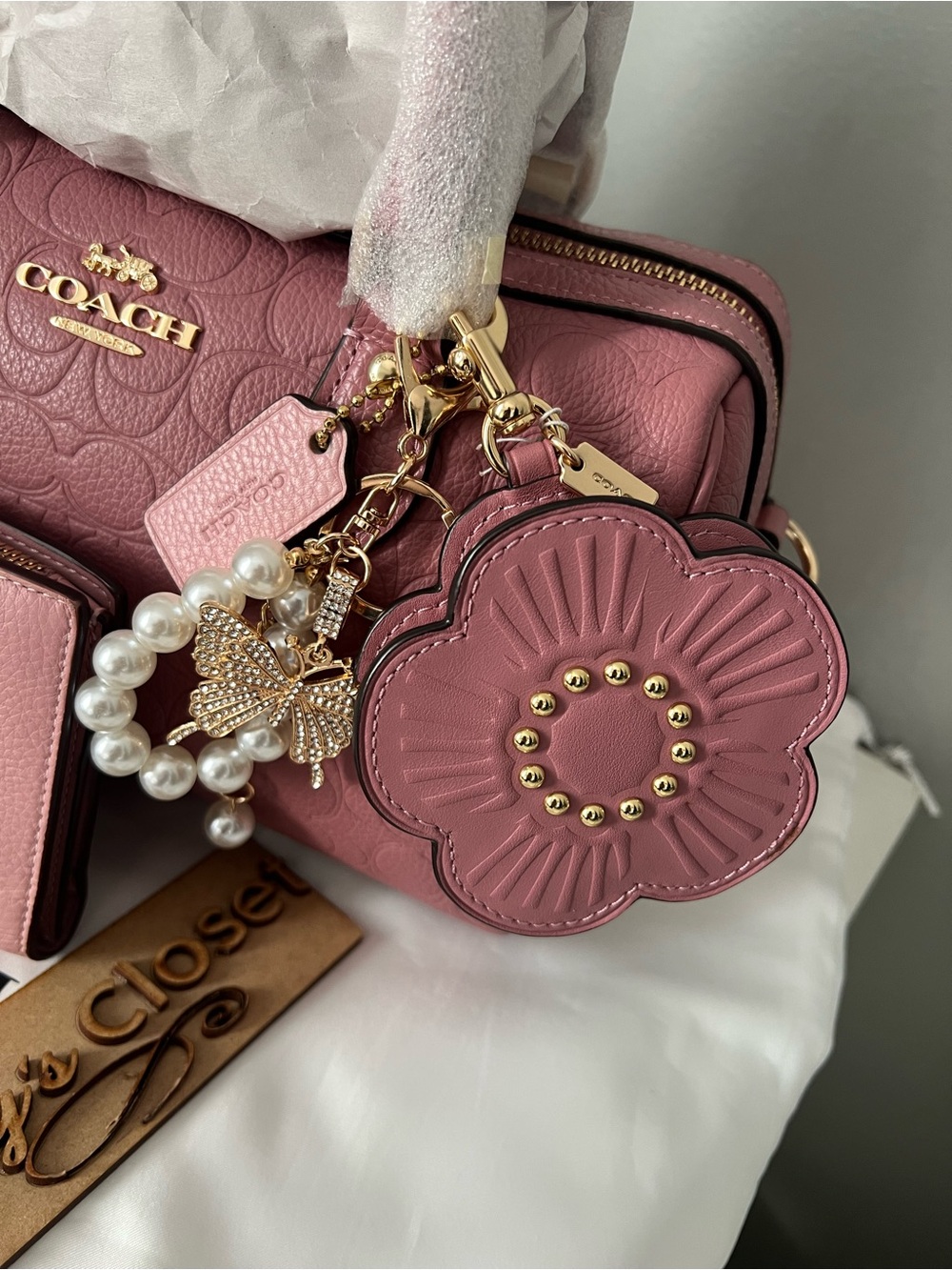Coach Rowan Bag In Signature Leather With Flower Coin Purse And Wallet - Picture 5 of 15